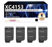 XC4153 Cartouche de Toner de Remplacement 24B6720 24B6717 24B6718 24B6719 pour Lexmark XC4140 XC4143 XC4150 XC4153 Imprimante, 20000 Pages,Black-4 Pack