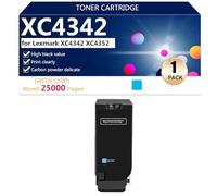 XC4342 Cartuccia Toner ad Alta Capacità 24B7515 24B7516 24B7517 24B7518 di Ricambio for Lexmark XC4342 XC4352 Stampanti, Trasparenti e Resistenti,Cyan-1 Pack
