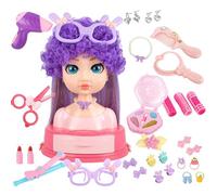 XCabeza De Muñeca Para Peinar La Cabeza De Muñeca - Cabeza De Muñeca Para Niños Para Peinar A Los Niños | 31pc Fingend Play Stylist Set Con Rizador De Secador De Pelo Iron | De Salón Y Esmalte D