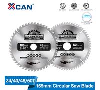 XCAN 1pc 165mm 24/40/48/60T lames de scie à bois en carbure pour outil électrique multifonction TCT lame de scie circulaire disque de coupe du bois 165x2.3x20x40T