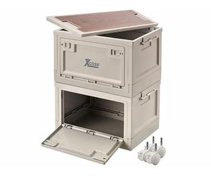 XCase 2 boîtes de rangement pliables 30 L AB-100 avec couvercle et 4 roulettes