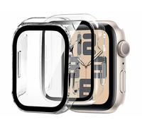 XCase 2 coques protections d’écran en verre trempé pour Apple Watch Series SE 44 mm