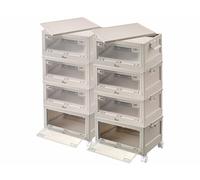 XCase 8 boîtes de rangement pliables 45 L AB-130 avec 8 roulettes - coloris blanc