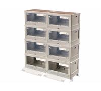 XCase 8 boîtes de rangement pliables 55 L AB-110 avec étagère et 8 roulettes