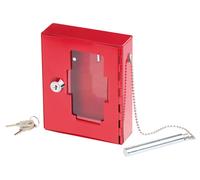 Boîte à clés de secours - X-CASE - avec vitre - marteau d'urgence - acier rouge - 120x150x40mm