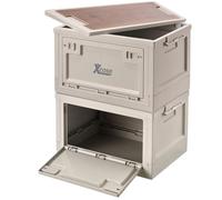 Xcase Boîtes : lot de 2 boîtes de rangement pliables avec couvercle et étagère en MDF, chacune de 30 l (boîte de rangement avec couvercle, boîtes de rangement avec couvercle)