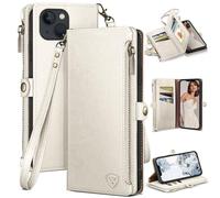 XcaseBar Étui portefeuille à rabat en cuir synthétique pour iPhone 14 de 6,1" avec fermeture éclair 【Protection RFID】 porte-cartes de crédit, étui de téléphone à rabat en cuir synthétique, résistant