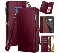 XcaseBar Étui portefeuille à rabat en cuir synthétique résistant aux chocs pour Samsung Galaxy Note 9 avec fermeture éclair et porte-cartes de crédit【Protection RFID】 Étui de téléphone à rabat en cuir