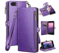 XCasebar pour iPhone SE 3rd / 7/8 Botier de portefeuille avec support de carte de crdit fermeture clair? Blocage RFID? Flip Folio Book Pu L