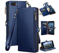 XCasebar pour iPhone SE 3rd / 7/8 Botier de portefeuille avec support de carte de crdit fermeture clair? Blocage RFID? Flip Folio Book Pu L