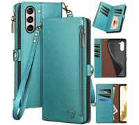 XcaseBar pour le botier de portefeuille Samsung Galaxy S21 FE avec support de carte de crdit fermeture clair? Blocage RFID? Flip Folio Book