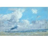 XcBAIHOUD Célèbre Art Mural Oeuvre Dimpression Bateau dans l'estuaire de la Seine par Eugène Louis Boudin Imprimer Affiche Pour la Décoration de Bureau 60x90cm