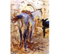 XcBAIHOUD Célèbre Art Mural Oeuvre Dimpression Cheval de selle Palestine par John Singer Sargent Imprimer Affiche Pour la Décoration de Bureau 60x90cm