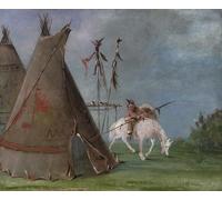 XcBAIHOUD Célèbre Art Mural Oeuvre Dimpression Comanche Lodge of Animal Skins par George Catlin Imprimer Affiche Pour la Décoration de Bureau 60x90cm
