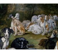 XcBAIHOUD Célèbre Art Mural Oeuvre Dimpression Détail des chiens de et des nymphes sur le point de partir par Jan l'Ancien Brueghel Imprimer Affiche Pour la Décoration de Bureau 60x90cm