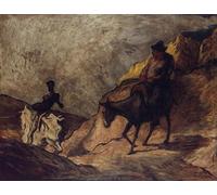 XcBAIHOUD Célèbre Art Mural Oeuvre Dimpression Don Quichotte et la Pensée de Sancho par Honoré Daumier Imprimer Affiche Pour la Décoration de Bureau 60x90cm