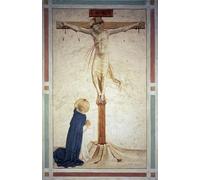 XcBAIHOUD Célèbre Art Mural Oeuvre Dimpression la Crucifixion avec saint Inscription Inri sur Fresque de Fra Angelico Imprimer Affiche Pour la Décoration de Bureau 60x90cm