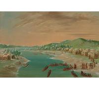 XcBAIHOUD Célèbre Art Mural Oeuvre Dimpression La salle et la fête arrivent au village de George Catlin Imprimer Affiche Pour la Décoration de Bureau 60x90cm