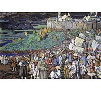 XcBAIHOUD Célèbre Art Mural Oeuvre Dimpression L'arrivée des marchands de Wassily Kandinsky Imprimer Affiche Pour la Décoration de Bureau 60x90cm