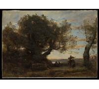 XcBAIHOUD Célèbre Art Mural Oeuvre Dimpression les Gitans de Jean Baptiste Camille Corot Imprimer Affiche Pour la Décoration de Bureau 60x90cm