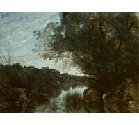 XcBAIHOUD Célèbre Art Mural Oeuvre Dimpression Souvenir des Environs du Lac de Nemi par Jean Baptiste Camille Corot Imprimer Affiche Pour la Décoration de Bureau 60x90cm