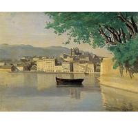XcBAIHOUD Célèbre Art Mural Oeuvre Dimpression Vue d'une partie de la par Jean Baptiste Camille Corot Imprimer Affiche Pour la Décoration de Bureau 60x90cm