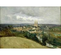 XcBAIHOUD Célèbre Art Mural Oeuvre Dimpression Vue générale de la de Saint-lo par Jean Baptiste Camille Corot Imprimer Affiche Pour la Décoration de Bureau 60x90cm