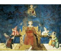 XcBAIHOUD Célèbre Image Sur Toile Wall Art Peintures Allégorie du bon gouvernement, sagesse et justice par Ambrogio Lorenzetti Affiche Artistique Pour la Décoration de Bureau 60x90cm