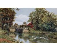 XcBAIHOUD Célèbre Image Sur Toile Wall Art Peintures Coltishall Lock on the Bure par Alfred Robert Quinton Affiche Artistique Pour la Décoration de Bureau 60x90cm
