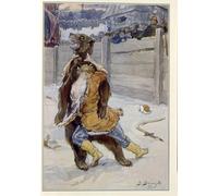 XcBAIHOUD Célèbre Image Sur Toile Wall Art Peintures Combat d'ours à l'époque du tsar Feodor I Ivanovitch de Russie par Mikhailovich Vasnetsov Affiche Artistique Pour la Décoration de Bureau 60x90cm