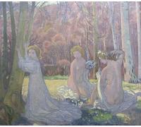 XcBAIHOUD Célèbre Image Sur Toile Wall Art Peintures Figures dans un paysage printanier Bosquet sacré de Maurice Denis Affiche Artistique Pour la Décoration de Bureau 60x90cm