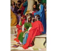 XcBAIHOUD Célèbre Image Sur Toile Wall Art Peintures Jésus parmi les docteurs Détail des docteurs et de la Vierge Marie par Jean Auguste Ingres Affiche Artistique Pour la Décoration de Bureau 60x90cm