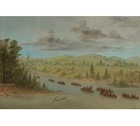 XcBAIHOUD Célèbre Image Sur Toile Wall Art Peintures La fête de La Salle entrant dans le Mississippi en canoës par George Catlin Affiche Artistique Pour la Décoration de Bureau 60x90cm