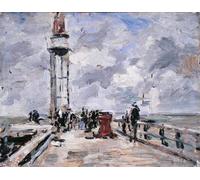 XcBAIHOUD Célèbre Image Sur Toile Wall Art Peintures la jetée et le phare de Honfleur par Eugène Louis Boudin Affiche Artistique Pour la Décoration de Bureau 60x90cm
