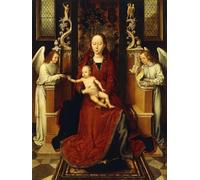 XcBAIHOUD Célèbre Image Sur Toile Wall Art Peintures La Vierge et l'Enfant intronisés avec deux anges par Hans Memling Affiche Artistique Pour la Décoration de Bureau 60x90cm