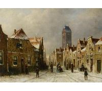 XcBAIHOUD Célèbre Image Sur Toile Wall Art Peintures Personnages dans les rues d'une vlles hollandaise couverte de neige par Pieter Gerard Vertin Pour la Décoration de Bureau 60x90cm
