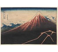 XcBAIHOUD Célèbre Image Sur Toile Wall Art Peintures Pluie sous la montagne de la série trente-six vues du mont Fuji de Katsushika Hokusai Affiche Artistique Pour la Décoration de Bureau 60x90cm