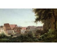 XcBAIHOUD Célèbre Image Sur Toile Wall Art Peintures Vue du Colisée depuis les jardins Farnèse par Jean Baptiste Camille Corot Affiche Artistique Pour la Décoration de Bureau 60x90cm