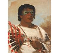 XcBAIHOUD Célèbre Image Sur Toile Wall Art Peintures White Cloud le prophète conseiller de Black Hawk par George Catlin Affiche Artistique Pour la Décoration de Bureau 60x90cm