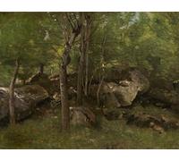 XcBAIHOUD De Célèbres Tableaux Imprimer Affiche Graffiti Paintings dans la forêt de Fontainebleau de Jean Baptiste Camille Corot Toile Avec Image Pour Décoration Murale 60x90cm