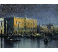 XcBAIHOUD De Célèbres Tableaux Imprimer Affiche Graffiti Paintings Il pleut dans un palais à Venise au clair de lune par Ivan Constantinovich Ayvazovsky Toile Avec Image Pour Décoration Murale 60x90cm