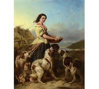XcBAIHOUD De Célèbres Tableaux Imprimer Affiche Graffiti Paintings la fille du garde chasse de William Powell Frith Toile Avec Image Pour Décoration Murale 60x90cm