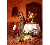 XcBAIHOUD De Célèbres Tableaux Imprimer Affiche Graffiti Paintings le chien obéissant de la dame par David Emile De Noter Toile Avec Image Pour Décoration Murale 60x90cm