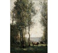 XcBAIHOUD De Célèbres Tableaux Imprimer Affiche Graffiti Paintings Paysage boisé avec des vaches dans un clairière de Jean Baptiste Camille Corot Toile Avec Image Pour Décoration Murale 60x90cm