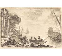 XcBAIHOUD De Célèbres Tableaux Imprimer Affiche Graffiti Paintings Scène de port au soleil levant de Claude Lorrain Toile Avec Image Pour Décoration Murale 60x90cm