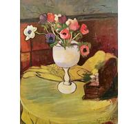XcBAIHOUD De Célèbres Tableaux Imprimer Affiche Graffiti Paintings Vase de Fleurs Anémones dans un Verre Blanc par Marie Clémentine Suzanne Valadon Toile Avec Image Pour Décoration Murale 60x90cm