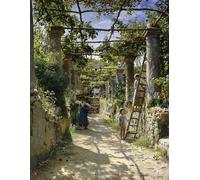 XcBAIHOUD De Célèbres Tableaux Landscape Picture Printing Prints Toile à l'ombre d'une pergola italienne un après-midi chaleureux à AnaCaprii par Peder Monsted Pour Décoration Murale 60x90cm