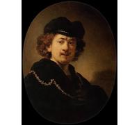 XcBAIHOUD De Célèbres Tableaux Landscape Picture Printing Prints Toile Autoportrait portant une toque et une chaîne en or de Rembrandt Van Rijn Déco d'art Murale Pour Décoration Murale 60x90cm