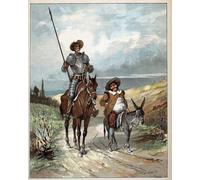 XcBAIHOUD De Célèbres Tableaux Landscape Picture Printing Prints Toile Don Quichotte et Sancho Panza de Jules David Déco d'art Murale Pour Décoration Murale 60x90cm