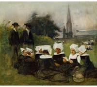 XcBAIHOUD De Célèbres Tableaux Landscape Picture Printing Prints Toile Étude pour les bretonnes au pardon de Pascal Adolphe Jean Dagnan Bouveret Déco d'art Murale Pour Décoration Murale 60x90cm